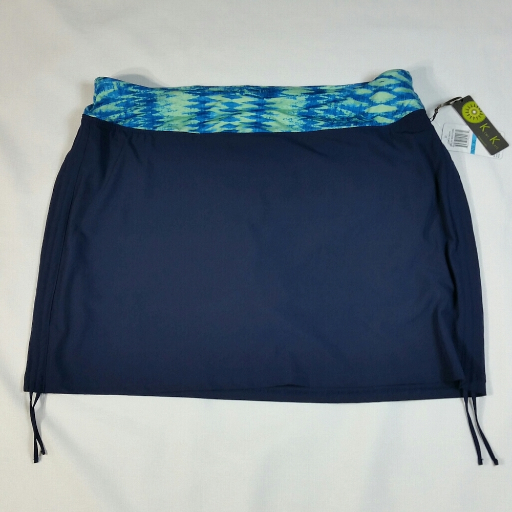 Kiwi Kate SKORT Women's Size XL Navy Blue Turq